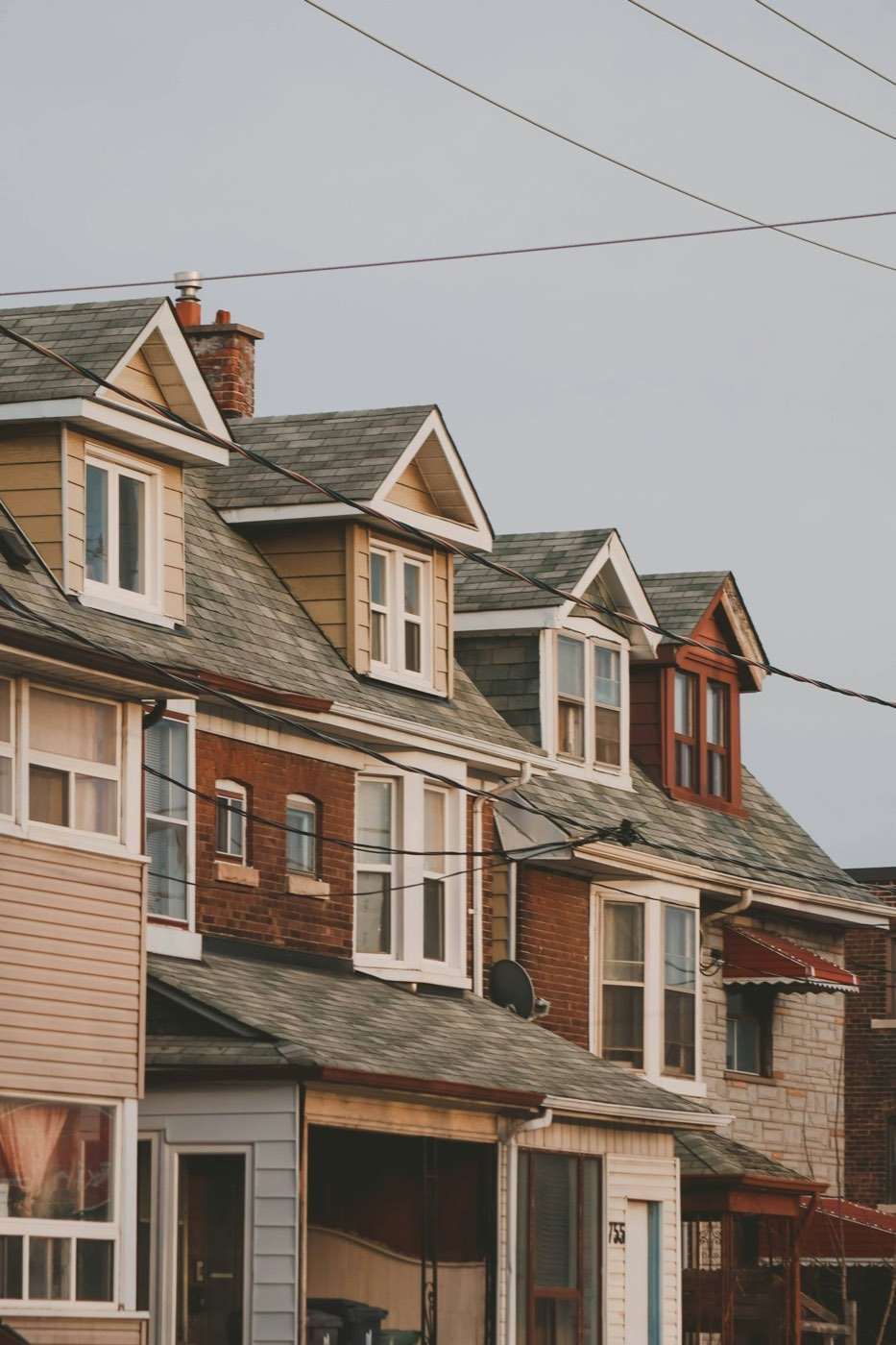 Row of Victorian brick houses in Toronto